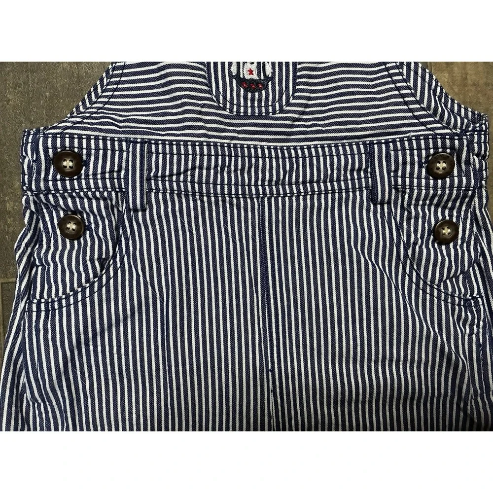 JoJo Maman Bebe Kids Nautical Blue Stripe Sailboat Overalls Shortalls 12 Months